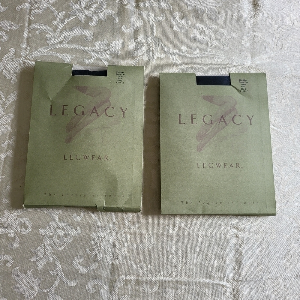 2 pair new in box Legacy Legwear Microfiber Control Top Tights Black A31857